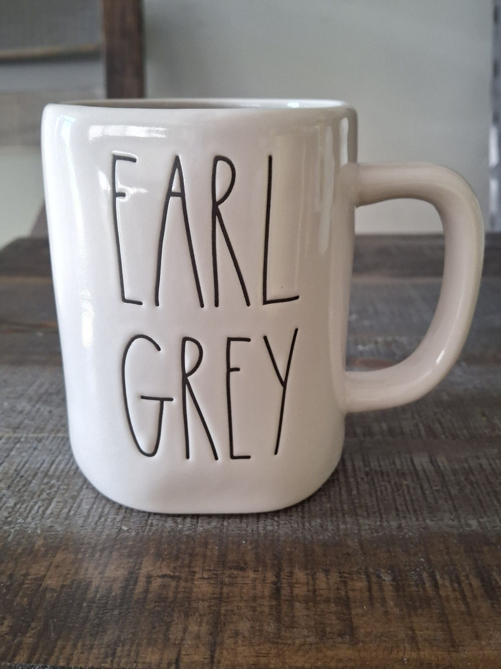Rae Dunn EARL GREY Ceramic Mug Grey Interior